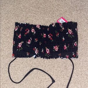 Xhilaration smocked floral bikini top size S NWTs